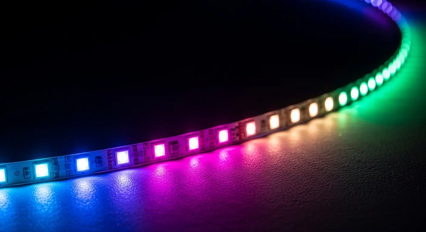 Por que a fita LED muda de cor no final do trecho